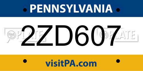 2ZD607 Pennsylvania License Plate