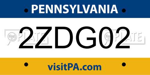 2ZDG02 Pennsylvania License Plate