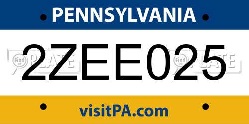 2ZEE025 Pennsylvania License Plate