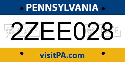 2ZEE028 Pennsylvania License Plate