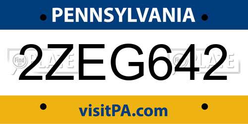 2ZEG642 Pennsylvania License Plate