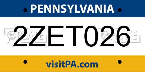 2ZET026 Pennsylvania License Plate