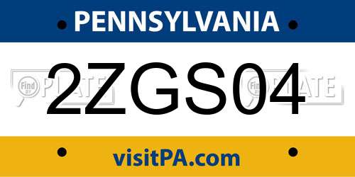2ZGS04 Pennsylvania License Plate