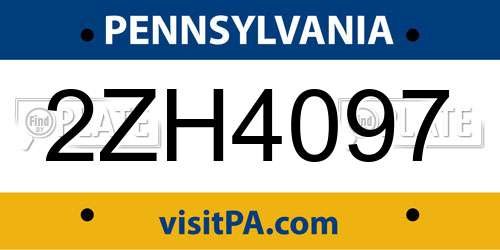 2ZH4097 Pennsylvania License Plate
