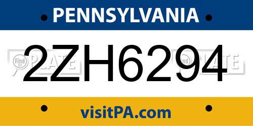 2ZH6294 Pennsylvania License Plate