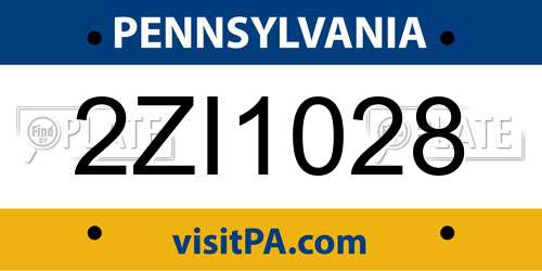 2ZI1028 Pennsylvania License Plate
