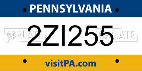 2ZI255 Pennsylvania License Plate