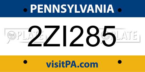 2ZI285 Pennsylvania License Plate