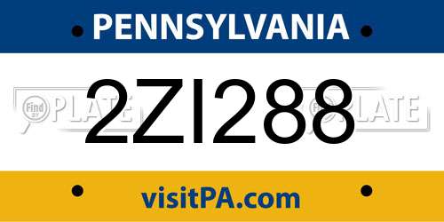 2ZI288 Pennsylvania License Plate