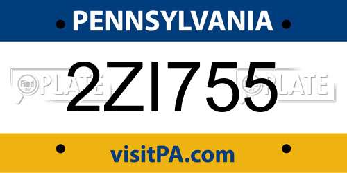 2ZI755 Pennsylvania License Plate