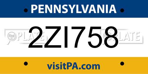 2ZI758 Pennsylvania License Plate