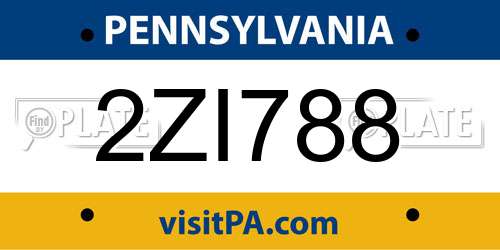 2ZI788 Pennsylvania License Plate