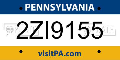 2ZI9155 Pennsylvania License Plate