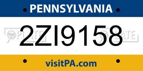 2ZI9158 Pennsylvania License Plate