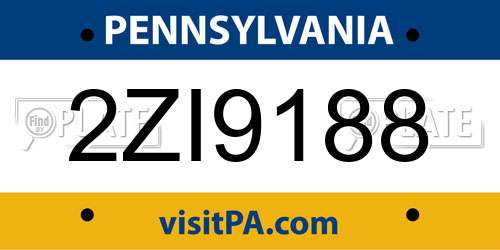 2ZI9188 Pennsylvania License Plate