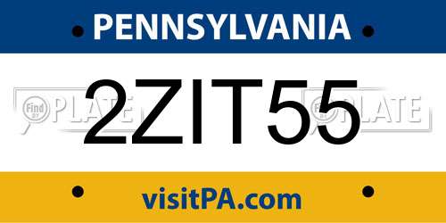 2ZIT55 Pennsylvania License Plate