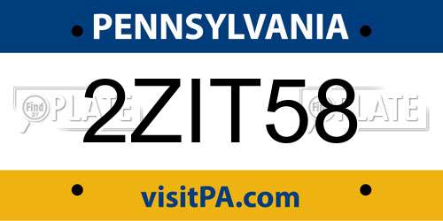 2ZIT58 Pennsylvania License Plate