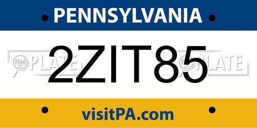 2ZIT85 Pennsylvania License Plate
