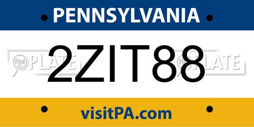 2ZIT88 Pennsylvania License Plate