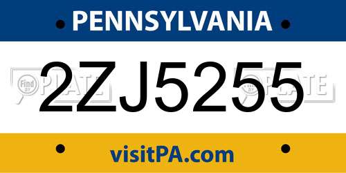 2ZJ5255 Pennsylvania License Plate