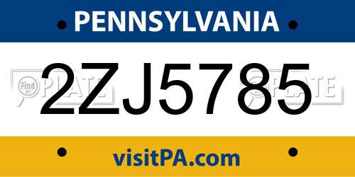 2ZJ5785 Pennsylvania License Plate