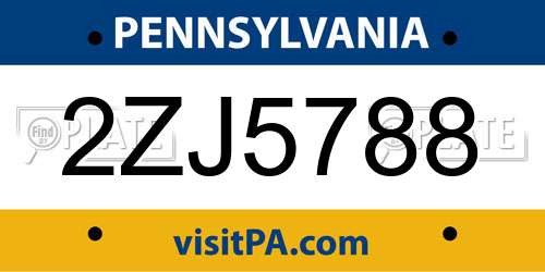 2ZJ5788 Pennsylvania License Plate