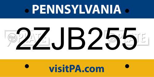 2ZJB255 Pennsylvania License Plate