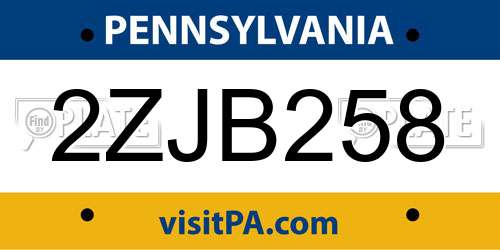 2ZJB258 Pennsylvania License Plate