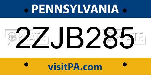 2ZJB285 Pennsylvania License Plate