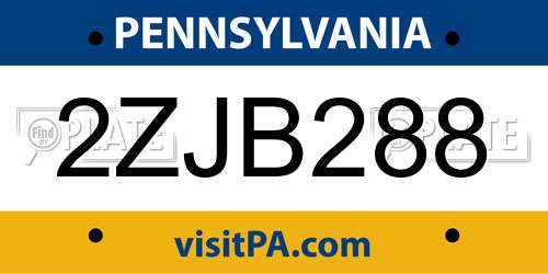 2ZJB288 Pennsylvania License Plate