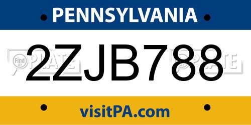 2ZJB788 Pennsylvania License Plate