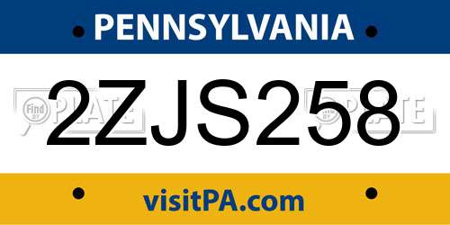 2ZJS258 Pennsylvania License Plate