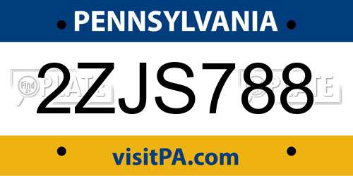 2ZJS788 Pennsylvania License Plate