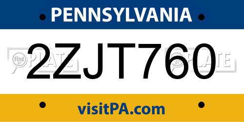 2ZJT760 Pennsylvania License Plate
