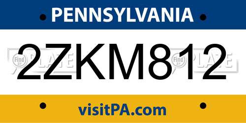 2ZKM812 Pennsylvania License Plate