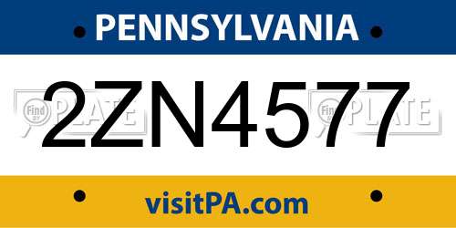 2ZN4577 Pennsylvania License Plate