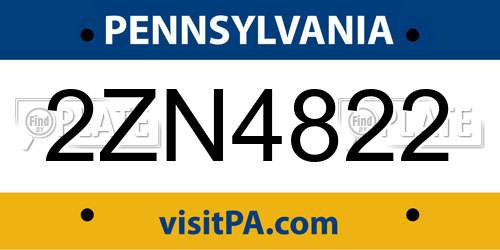 2ZN4822 Pennsylvania License Plate
