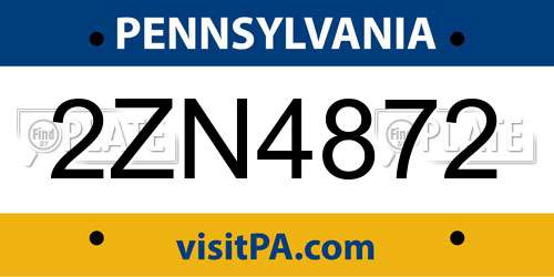 2ZN4872 Pennsylvania License Plate