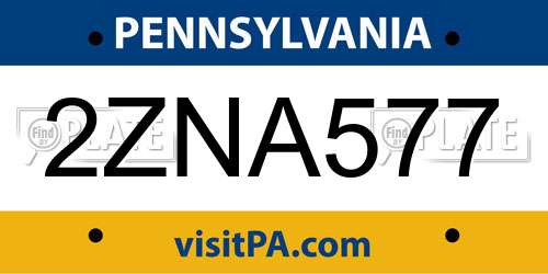 2ZNA577 Pennsylvania License Plate