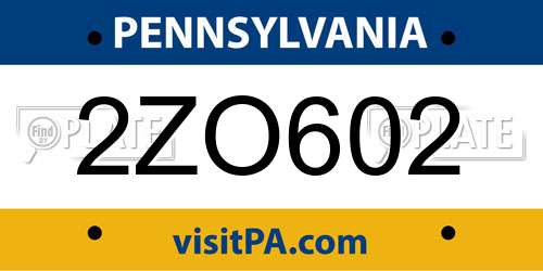 2ZO602 Pennsylvania License Plate
