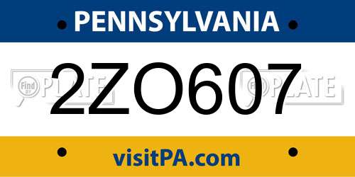 2ZO607 Pennsylvania License Plate