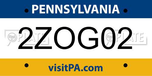 2ZOG02 Pennsylvania License Plate