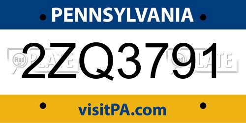 2ZQ3791 Pennsylvania License Plate
