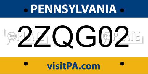 2ZQG02 Pennsylvania License Plate