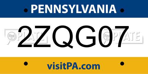 2ZQG07 Pennsylvania License Plate