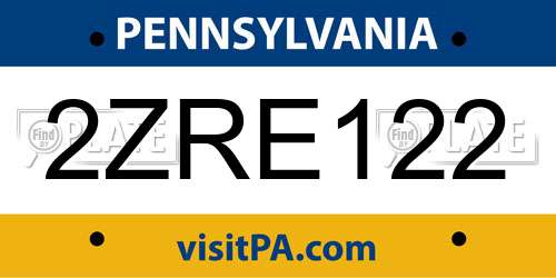 2ZRE122 Pennsylvania License Plate