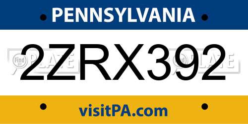 2ZRX392 Pennsylvania License Plate