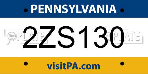 2ZS130 Pennsylvania License Plate