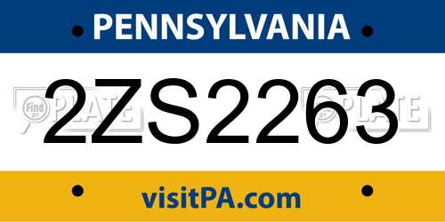 2ZS2263 Pennsylvania License Plate