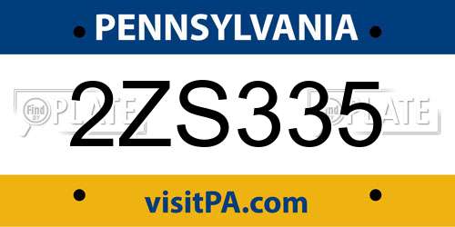 2ZS335 Pennsylvania License Plate
